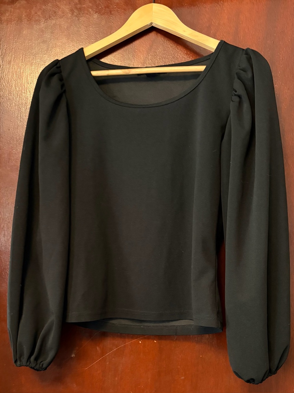 Forever 21 Black Puff Sleeve Long Sleeve Top